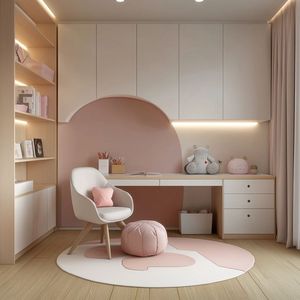 <span class=keywords><strong>Armadio</strong></span> Moderno Personalizzato per Camera da Letto di Ragazze con Scrivania Integrata, Guardaroba Modulare in Legno Rosa per Arredamento <span class=keywords><strong>Cameretta</strong></span> - Product Image 1