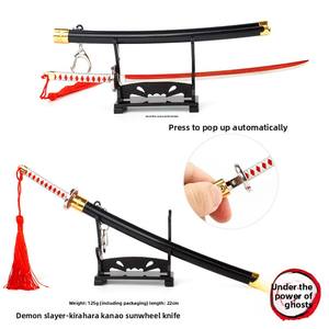 22CM Demon Slayer Kamado Tanjiro envainada <span class=keywords><strong>espada</strong></span> arma Zenitsu Agatsuma Metal llavero modelo figurita saltar <span class=keywords><strong>espada</strong></span> aleación artesanía - Product Image 4
