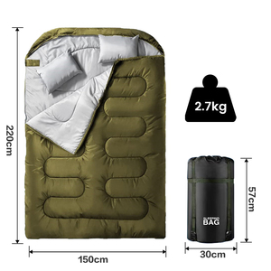 E-RIKE Sac de couchage double de haute qualité à capuche imperméable pour l'hiver froid, sacs de couchage personnalisés pour couples avec oreillers - Product Image 2