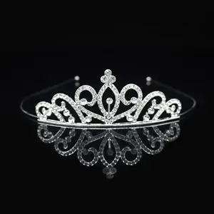 Metal Rhinestone Children's Tiara White Shiny Crystal Heart Princess Crowns Birthday Kids Crown