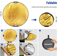 Réflecteur de lumière rond de 80 cm 5-en-1 avec poignée et filetage 3/8 multi-disques pour éclairage de studio de portrait et photographie en extérieur