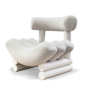 Sillón Reclinable Decorativo de Diseño de Lujo, Sillón <span class=keywords><strong>Individual</strong></span> con Brazos, Sillones Pequeños Tipo <span class=keywords><strong>Puff</strong></span>, Sillas de Madera Relajantes para Cafetería y Restaurante - Product Image 2