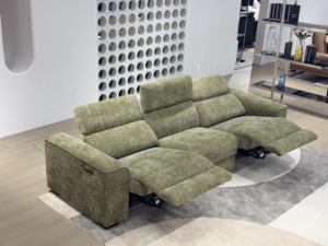 ספת ריקליינר חשמלית מודרנית בת 3 מושבים, סט ספות בד, סיטונאי מהמפעל, בסגנון מלון יוקרתי - Product Image 3