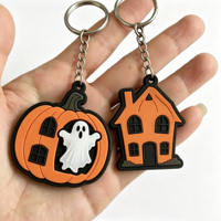 Customized Removable Funny Cartoon Various Halloween Keychains Llaveros PVC Plastic 2D Spooky Pumpkin Keychains