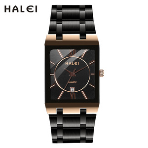 Reloj de Cuarzo Rectangular HALEI con Correa de Acero Inoxidable, Números Romanos, Fecha y Movimiento Japonés, Venta al Por Mayor - Product Image 6