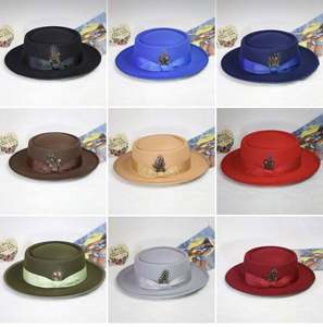 Chapeau Fedora en fausse laine de haute qualité personnalisé, chapeau de mode pour hommes, sombrero, chapeau boater à calotte télescopique avec doublure en satin et plumes - Product Image 2
