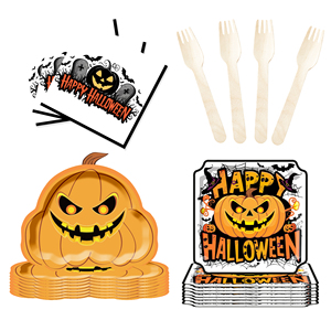 Juego de Vajilla Personalizado DAMAI con Diseño de Calabaza para Halloween, Incluye Platos y Vasos Desechables de Papel para Fiestas de Halloween - Product Image 4