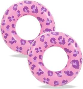 ห่วงยางว่ายน้ำลายเสือดาวสีชมพูสำหรับผู้ใหญ่ สนุกสนานในน้ำ - Product Image 1