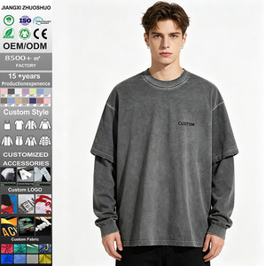 <span class=keywords><strong>Camiseta</strong></span> Personalizada de Manga Larga de Doble Capa, 100% Algodón, <span class=keywords><strong>Cuello</strong></span> Redondo, Talla Grande, de Alta Calidad, Secado Rápido, Transpirable, Informal para Hombre - Product Image 1