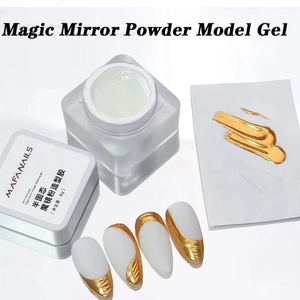 6 pièces poudre miroir + 5ml semi-solide miroir magique Chrome poudre modèle Gel Kit Nail Art Gel adhésif gem-s colle tremper Gel UV - Product Image 3