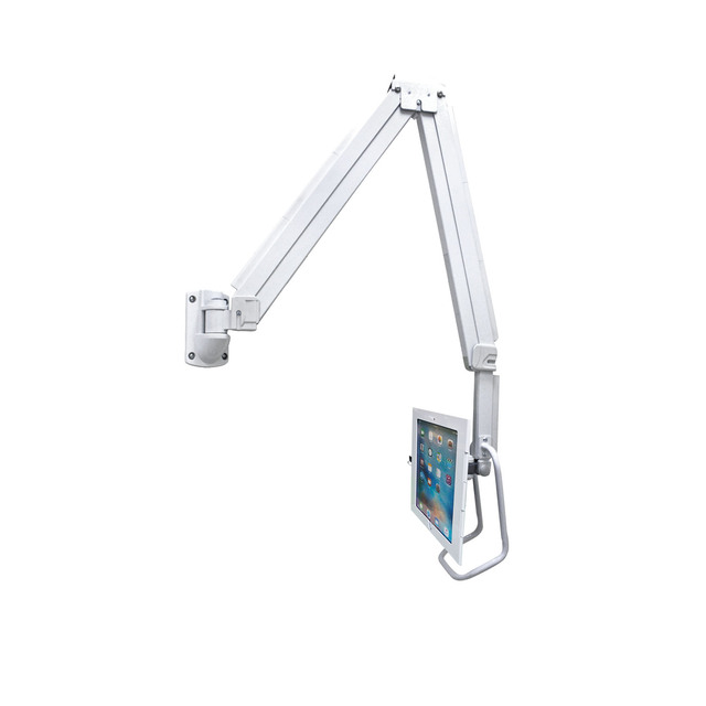 High Quality White Metal Hospital Tablet Wall Mount Bracket 12.9" iPad Full Motion 360 Rotation 180 Tilt Swivel 2kg Capacity