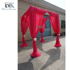 หลังคาผ้าชีฟองสีแดงสุดหรูสำหรับงานแต่งงาน แบบถอดประกอบได้ พร้อมชั้นวางตกแต่งภายนอกอาคารในกล่อง - Product Image 4