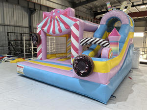 Château gonflable à thème bonbons de qualité commerciale, maison gonflable à bonbons pour décoration de mariage en plein air, trampoline pour enfants pour le jeu, location commerciale - Product Image 1