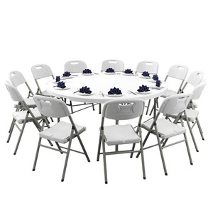 <b>Folding</b> Round <b>Table</b> Plastic Outdoor <b>Dining</b> <b>Table</b> Simple Modern Style Large Size - Product Image 2