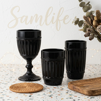 Samlife-23029 Vente en gros de sets de verres à vin vintage personnalisés en verre gaufré, ensemble de verres à vin de luxe colorés