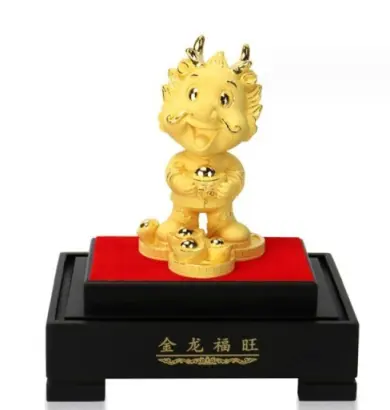 2024 chino Feng Shui resina dragón artesanía escultura decorativa Animal mascota estatua terciopelo arena oro dragón estatua