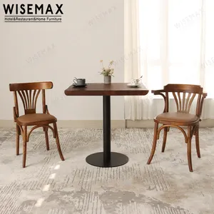 WISEMAX Furnitur Kualitas Tinggi Pengganti Restoran Kayu Solid Walnut Butcher Block Counter Table Top dengan Ujung Lurus