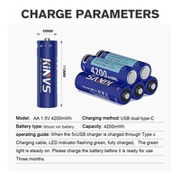Batterie rechargeable AA modèle 1.5V4200 mAh, interface USB, microphone sans fil, serrure de porte intelligente compatible avec batterie rechargeable