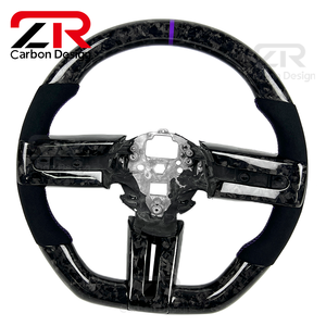 Volant de direction personnalisé en fibre de carbone forgée et cuir véritable pour <span class=keywords><strong>Ford</strong></span> <span class=keywords><strong>Mustang</strong></span> GT GT500 GT500KR RTR Shelby Super Snake - Product Image 2