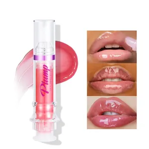OEM Bibir tahan lama Gloss Bibir sangat bersinar Volume kristal pelembap minyak bibir Vegan merah muda pemadat bibir Lipgloss