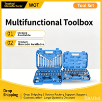 Kit d'outils de réparation mécanique pour véhicules : Clé à cliquet, jeu de douilles et boîte à outils pour l'entretien et la réparation