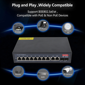 Switch di Rete 48V 1000Mbps Direttamente dalla Fabbrica, 8 Porte POE+ 2 Uplink POE per Telecamere IP, Computer, AP - Product Image 3