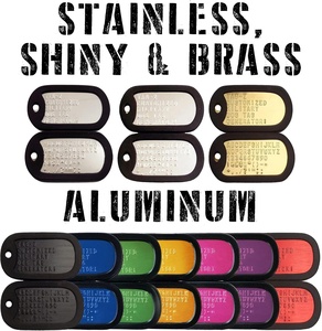 ป้ายห้อยคอสุนัขแบบขายส่ง หลากสีสัน สั่งทำได้ พร้อมชื่อ โลโก้  วัสดุสแตนเลส อลูมิเนียม  แบบนูนลาย  ชุดสร้อยคอป้ายห้อยคอสุนัขแบบ<span class=keywords><strong>ทหาร</strong></span>สหรัฐฯ - Product Image 1