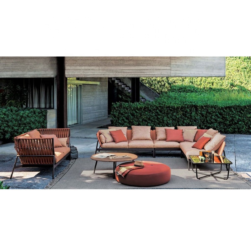 Hot sale high quality patio garden sofa sets outdoor furniture rope sectional sofa