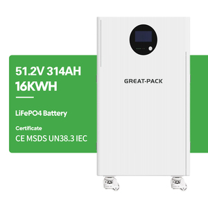 Batería Doméstica de 15kWh 16kWh 51.2V 314Ah, Almacenamiento de Energía Solar, Apilable, Montaje en Pared, CAN - Product Image 1