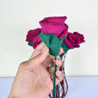 Bunga Mawar Wol Felt Buatan Tangan Berkualitas Tinggi Ramah Lingkungan, Dekorasi Pernikahan & Hari Valentine, 100% Alami