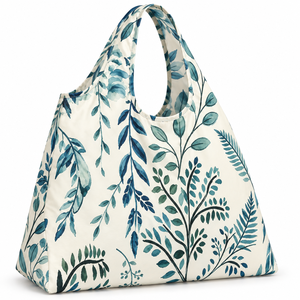Foldable Leaf Pattern <b>Shopping</b> <b>Bag</b> Large Capacity Non Woven Fabric <b>Reusable</b> Tote With Shoulder Handle - Product Image 2