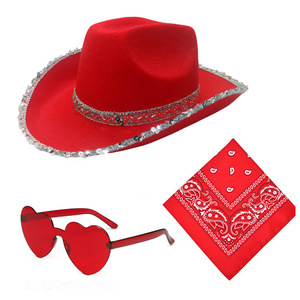 Conjunto de 3 Piezas de Disfraz de Vaquero con Sombrero, Pañuelo y Gafas, Disfraz de Vaquero del Oeste para Fiesta de Cumpleaños o Halloween - Product Image 4