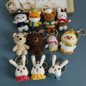 Cute Animal Series Crochet Keychain Handmade Crochet Bear Rabbit Fox Doll Keychain Small Keyring for Bag Pendant Gift - Product Image 1