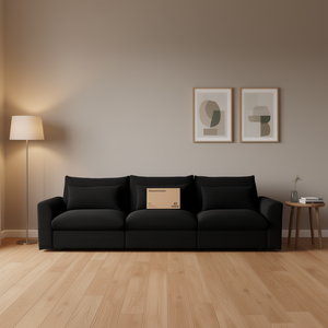 Sofá Olympia de 3 Plazas en Corduroy Negro con Cojines Lumbares, Sofá Moderno para Sala de Estar con Diseño de Asiento Profundo y Cómodo - Product Image 2