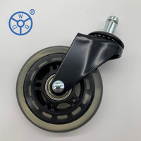 Roulettes pivotantes transparentes en PU de 75 mm (3 pouces) pour skateboard et meubles