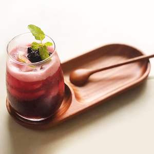 Plateau à café et à thé en bois durable peint à la main Design minimaliste avec sushi et assiette décorative pour la maison - Product Image 2