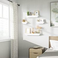 Étagère murale de rangement en bois, ensemble de 4 pièces, étagère de présentation, étagère flottante blanche, 60,96 cm, chambres à coucher, salons, salles de bain, maison, métal