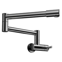 Robinet de cuisine pliant en acier nickel brossé, bras télescopique pivotant à 360°, eau froide uniquement, anti-éclaboussures, avec cartouche céramique latérale