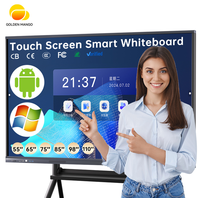 Interactive 4K LED Smart Board 20/40 Point Touch Screen Android/Windows OS 55/65/75/85/86/98 Inch Teaching Whiteboard