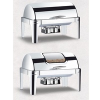 Meilleure qualité Rectangle Restaurant service Buffet en métal taille complète en acier inoxydable Roll Top chauffe-plat