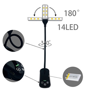 Portable flexible col <span class=keywords><strong>de</strong></span> cygne USB rechargeable bureau nuit lecture led livre clip lumière avec clip pour lire livre au lit - Product Image 6