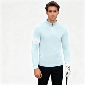 Haut de golf pour homme Performance Manches longues Coupe régulière Respirant Extensible dans les quatre sens Anti-UV Tissu à séchage rapide pour l'entraînement sportif - Product Image 1