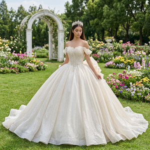 Vestido de Quinceañera y Boda Dy8527, Color Champán, con Apliques Tradicionales, de Gasa, con Cintura Natural, Estilo Imperio, para Fiesta - Product Image 1