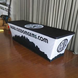 הדפסה מותאמת אישית 4ft 6ft 8ft מכסה שולחן מתיחה מצויד מסחר לוגו מוקלט - Product Image 3