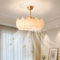Ventilateur de plafond invisible avec pales en ABS, lampe LED française 6 vitesses, télécommande, pour chambre à coucher, décoration intérieure