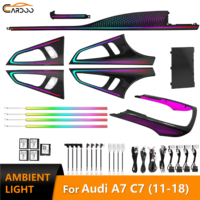 Éclairage d'ambiance à motif fibre de carbone pour Audi A7 C7 2011-2018, éclairage d'ambiance dynamique pour tableau de bord, garniture de console centrale