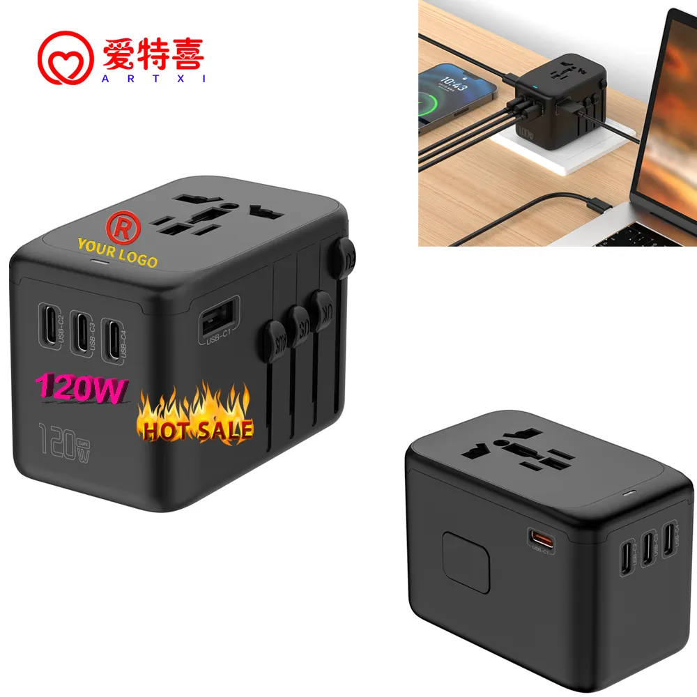 2500W universale adopter da viaggio Super Mini USB adattatore da viaggio spina 1 usb e 4 tipo C PD muro caricatore mondo presa extender