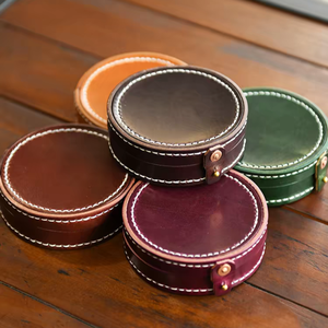 Caja de Cuero Genuino de Vaca para Pulseras, Hecha a Mano, con Curtido Vegetal, Estilo Vintage, Estuche de Almacenamiento OEM, Cosido a Mano - Product Image 1