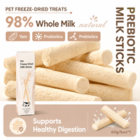 Bâtonnets de lait entier lyophilisé pour animaux de compagnie à 98 % avec calcium, probiotiques et lactoferrine pour chats et chiens 60g