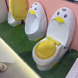 Nouvelle conception moderne de toilettes pour enfants en céramique monobloc à poser au sol, blanches, avec double chasse d'eau - Product Image 1
